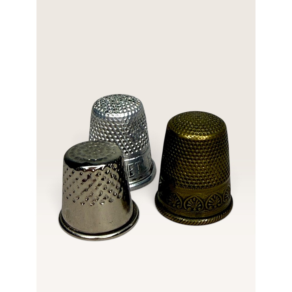 Vintage Lot of 3 Metal & Brass Sewing Thimbles